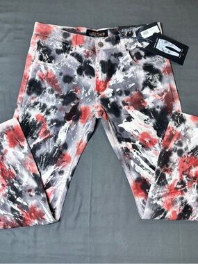 Copper Rivet Men's Tie-Dye Red Black Gray Jeans